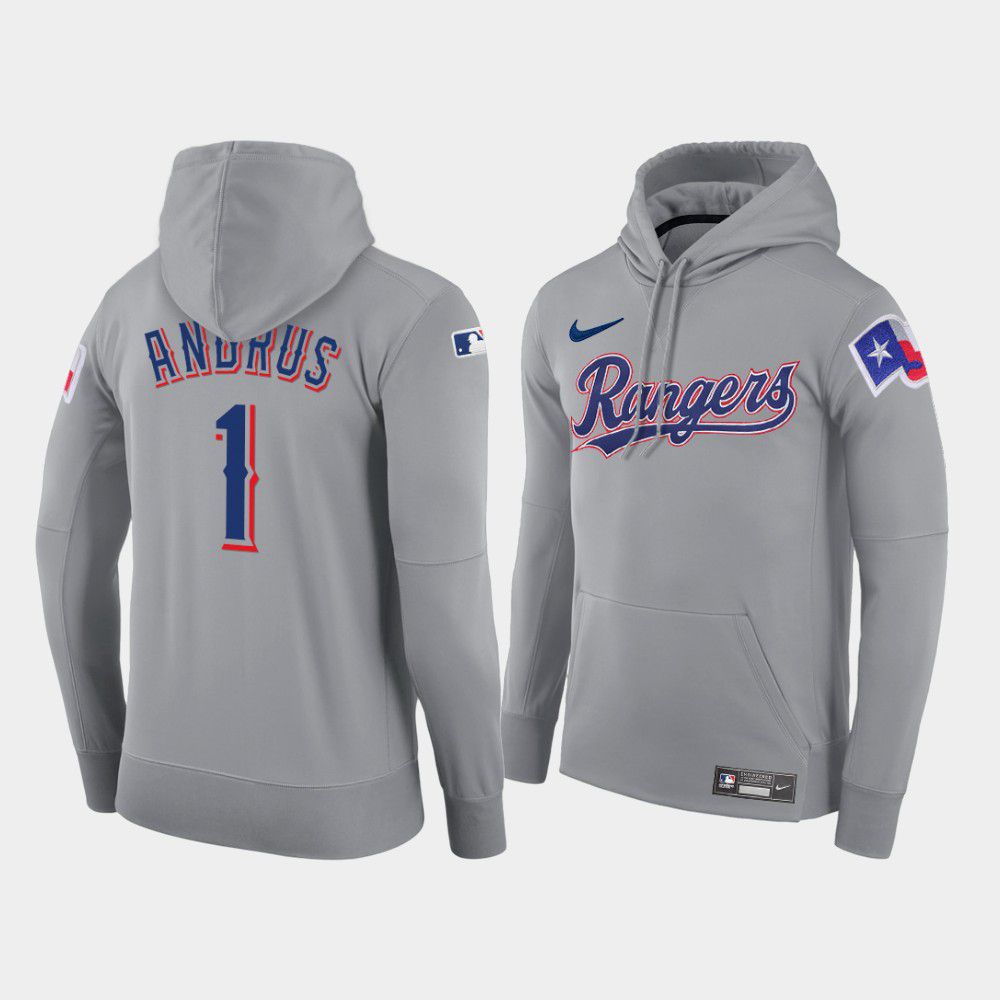 Men Texas Rangers #1 Andrus gray road hoodie 2021 MLB Nike Jerseys->texas rangers->MLB Jersey